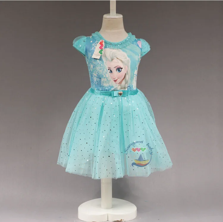 children dress 2021 Girls Fashion Dress Kids Sequined Cartoon Cloak Princess Dresses Girl Party Frozen Elsa Summer Sleeveless Cute Costume girl baby dresses Dresses