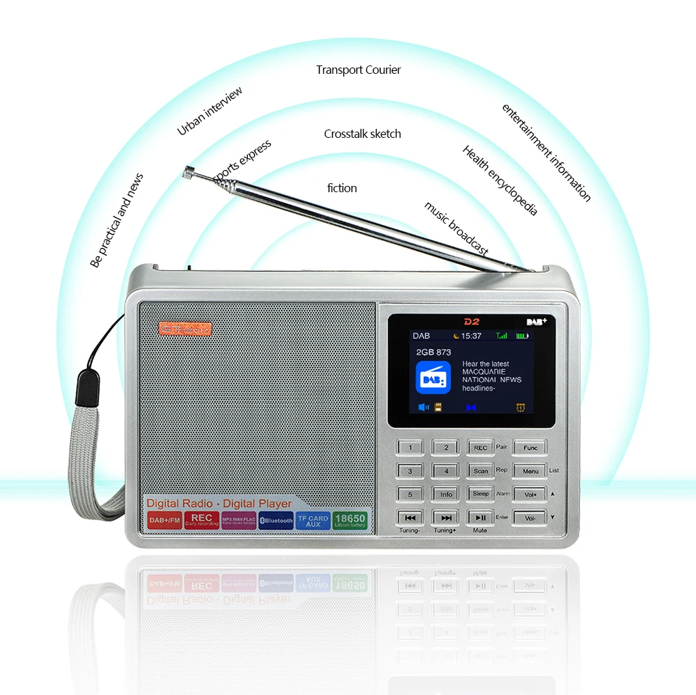 GTMEDIA D2 портативный радио FM DAB стерео/RDS Многополосный Радио динамик с ЖК-дисплеем будильник Поддержка Micro SD TF карта