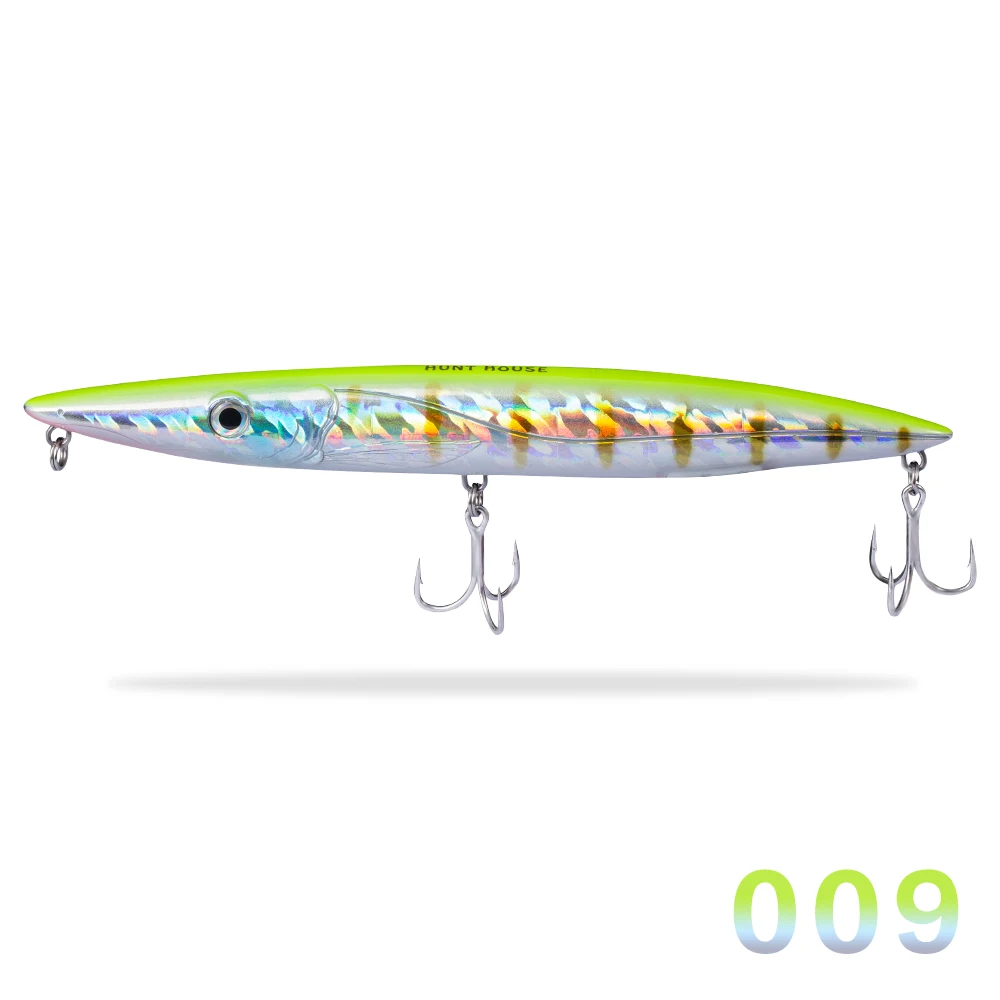 Hunthouse stickbaits приманка для рыбалки Карандаш жесткие рыболовные приманки Топ воды плавающие 195 мм 44 г Длинные литья плавающие приманки происхождения - Цвет: 009