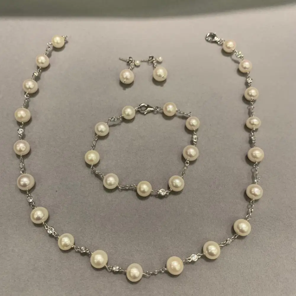 割引ファッション スターリングシルバーキュービックジルコンの結婚式のジュエリー ジュエリーセットしナチュラル淡水真珠のネックレスブレスレットとイヤリング 925 買いオンラインストア Blog Mojeambulance Cz