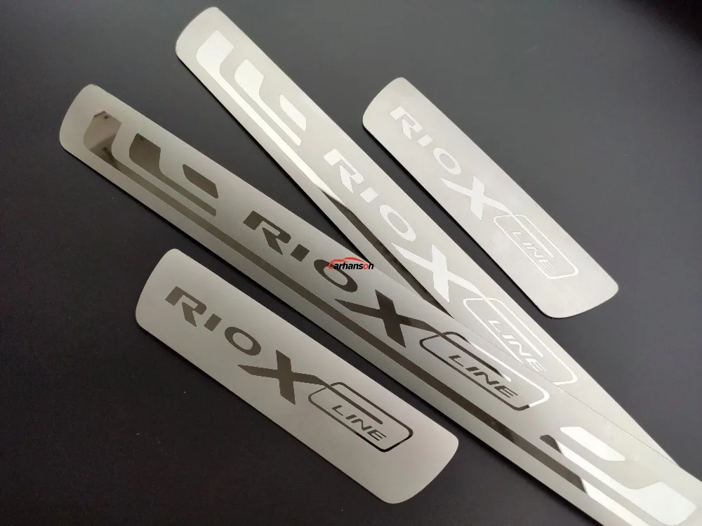 Car Styling Accessories For Kia Rio 3 4 5 X Line Door Sill Threshold Scuff Pedal Protector Stainless Steel Trim  2015 2017 2021