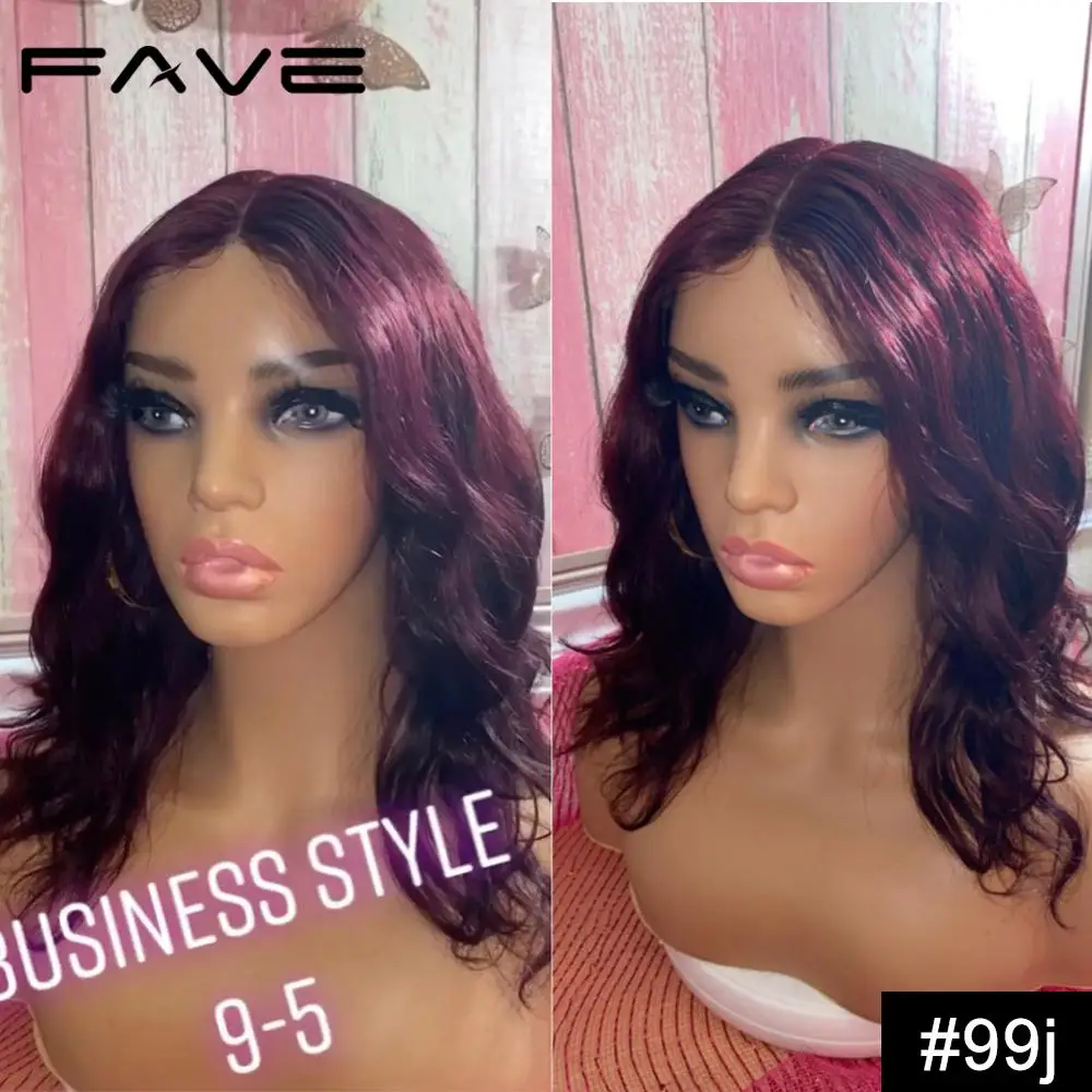 FAVE Natural Wave Lace Front Human Hair Wigs Brazilian Remy Hair Shoulder-length Wigs Pre-Plucked Lace Part for Black Women