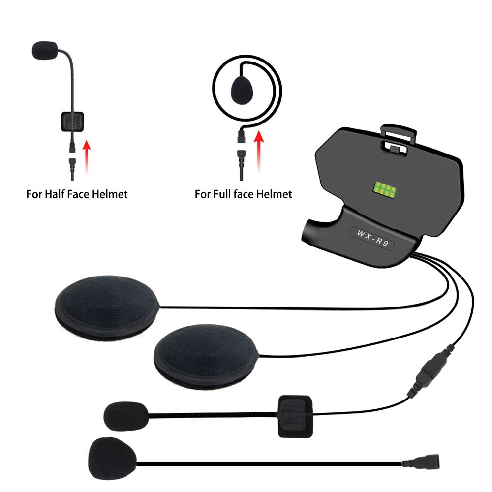 WAYXIN шлем гарнитуры R9 2 шт Bluetooth Интерком для мотоцикла 4 гонщиков говорить в то же время Bluetooth Интерком FM 4 гонщиков
