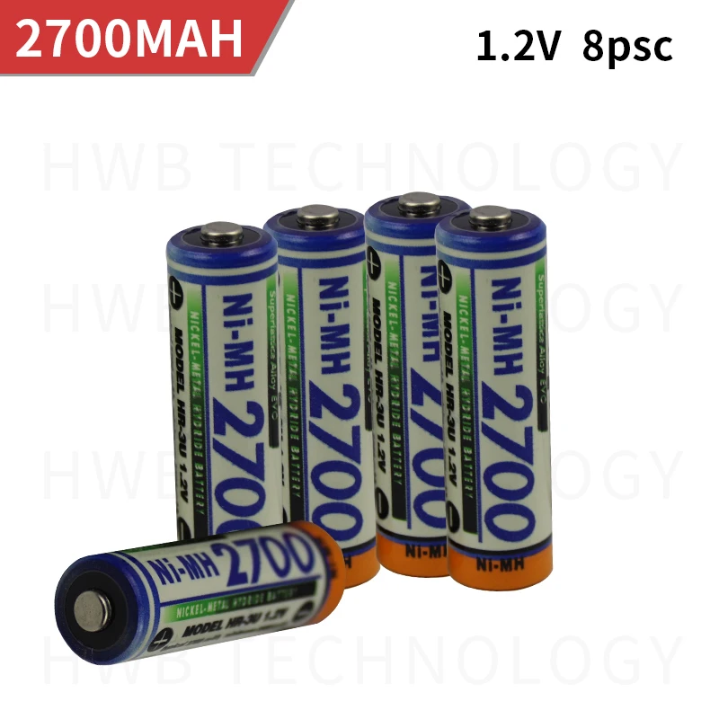 8 шт./партия, новинка для SANYO 1,2 V AA 2700 mAh, аккумуляторная батарея третьего поколения, предварительно Заряженная с чехлом для игрушек, MP3, камера