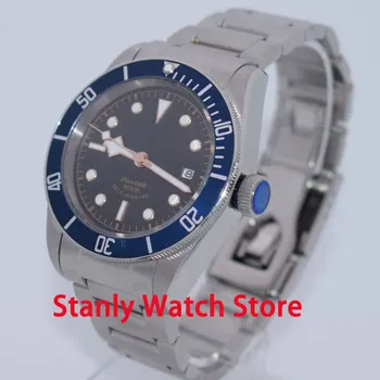 

Sapphire Corgeut 41mm Black Sterile Dial Luminous Marks Blue Rotating Bezel Stainless Band Automatic Movement Men's Watch