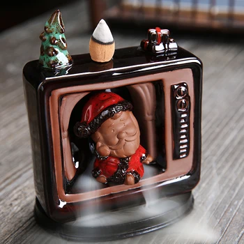 

christmas backflow incense burner holder smoke waterfall incense sticks holder ceramic censer santa claus decor