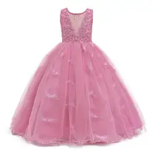 Новое модное платье для девочек; Элегантное Длинное Платье для девочек; вечерние платья принцессы на день рождения с глубоким v-образным вырезом