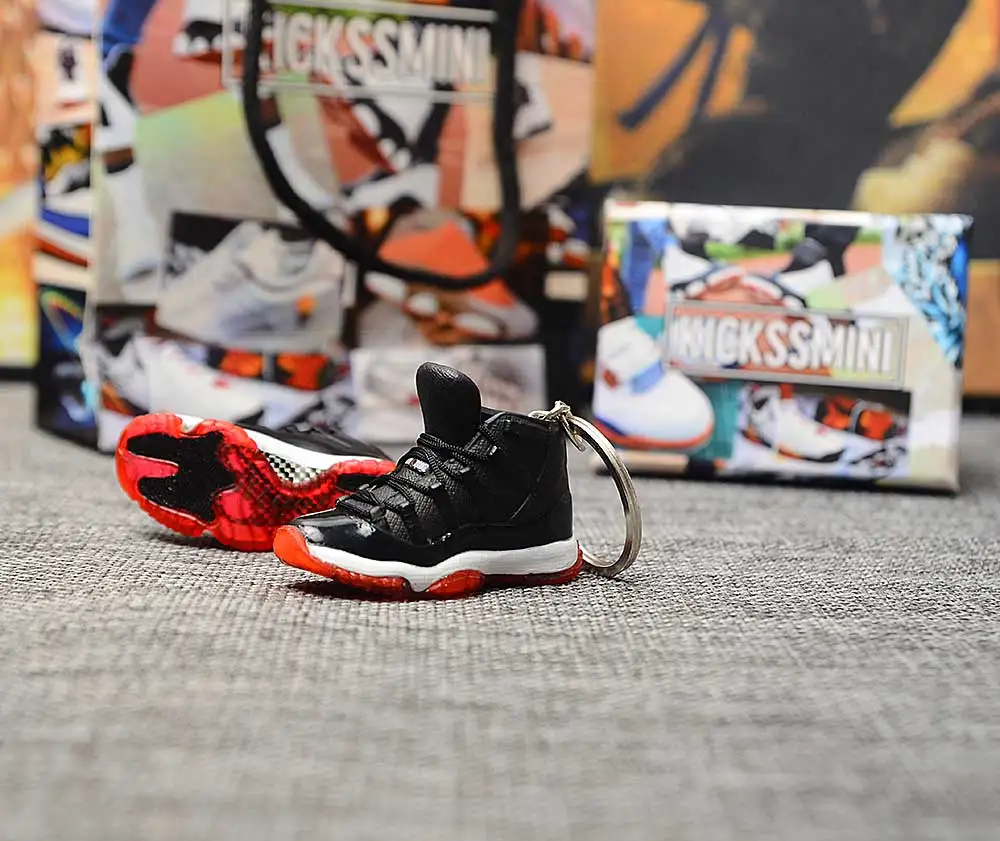 Дропшиппинг индивидуального поколения AIR JORDAN 11 низкая зеленая змея кожа 3D кроссовки фигурный брелок сумка Подвеска парный брелок