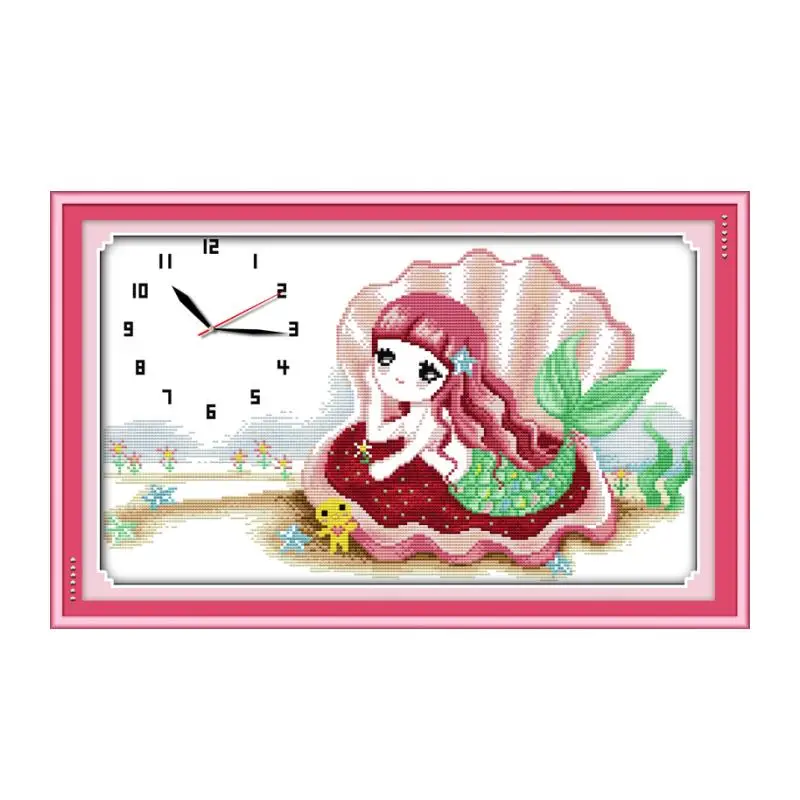 Graceful time cross stitch kit 14ct 11ct count print canvas wall clock stitching embroidery DIY handmade needlework | Дом и сад
