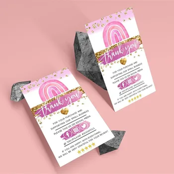 

Personalize MINI Thank You For Your Order Card ,RAINBOW Business Insert Card ,Custom Text Social Media Card