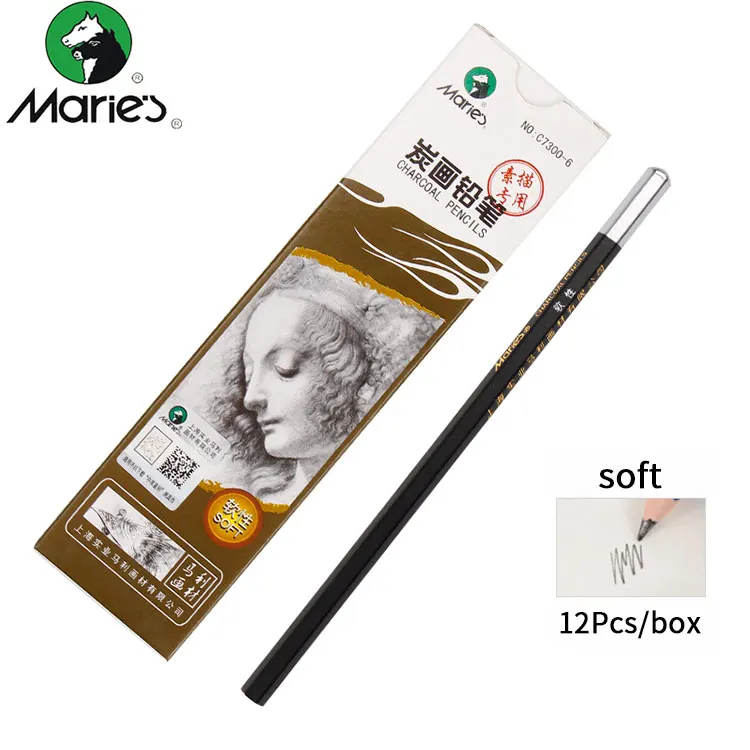 Marie's 12 шт. набор карандашей для рисования профессиональный набор набросок рисунок древесный уголь карандаш для художника школьные товары для рукоделия - Цвет: soft