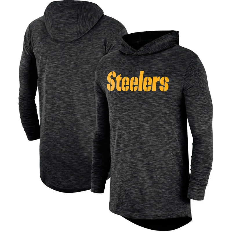 Питтсбург Американский Футбол Толстовка Steelers Black Sideline Slub представление с капюшоном с длинным рукавом Толстовка - Цвет: 1