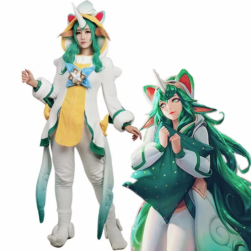Горячая игра пижамы Soraka Косплэй костюмы с длинным рукавом наряд Fullset комбинезон