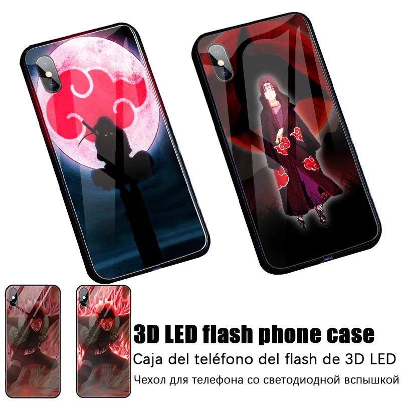 Чехол со светодиодной вспышкой для телефона с аниме Наруто IPhone 11 12 13 Pro Max 6s 7 8 Plus X XR