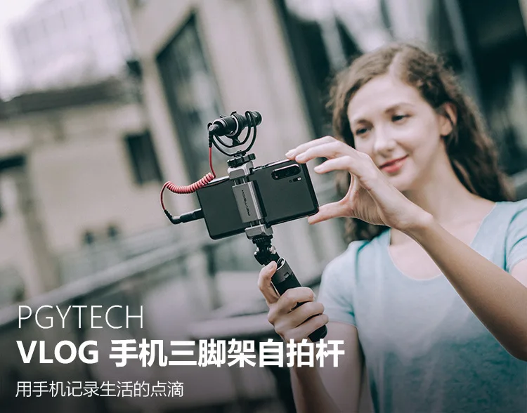 Pgytech мобильный телефон штатив Vlog ручной держатель Apple просо huawei штатив селфи-Стрела стержень цельный