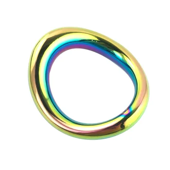 Rainbow penis bondage lock cock Ring Heavy Duty male metal Ball Scrotum Stretcher Delay ejaculation BDSM Sex Toy men 4