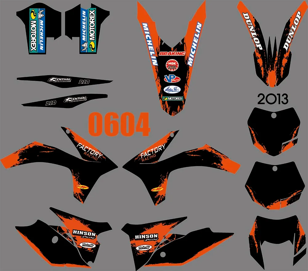 5 видов стилей TEAM графические фоны наклейки для KTM EXC 2012 2013 & XC 2011|Наклейки и