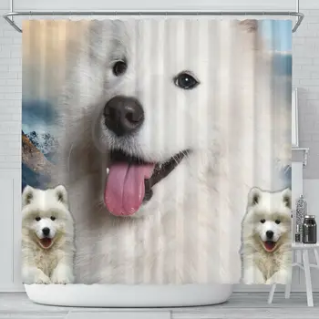 

Samoyed Dog Print Shower Curtains-Free Shipping
