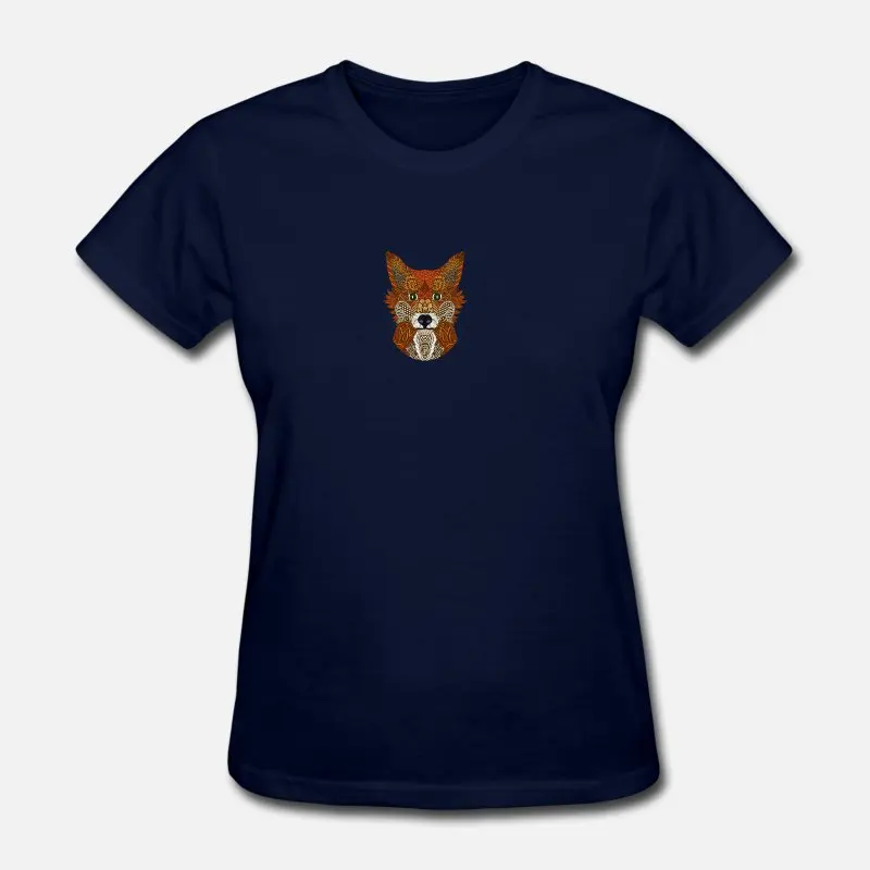 Women-Navy Blue Новинка, лиса, лиса, милая лиса, диагональная надпись, Мужская футболка, Женская классическая одежда, футболка для мужчин, короткий рукав, одноцветная футболка, топ - Цвет: Women-Navy Blue