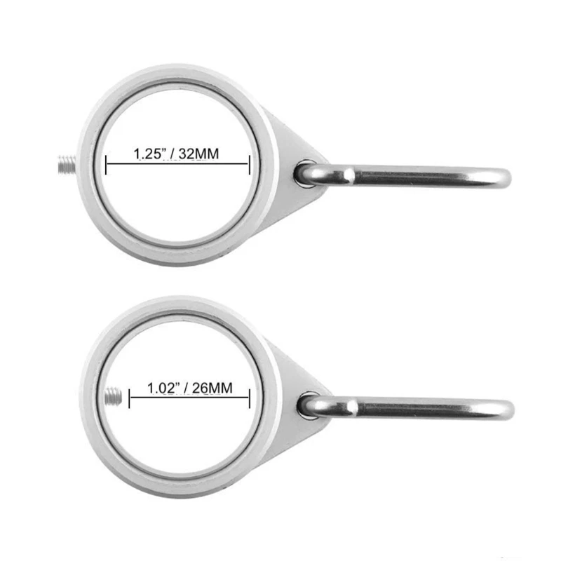 New 2Pcs Aluminum Alloy Flagpole Rings with Fixed Carabiner Hook 360 Degree Rotating Anti Wrap Flag Mounting Spinning Kit