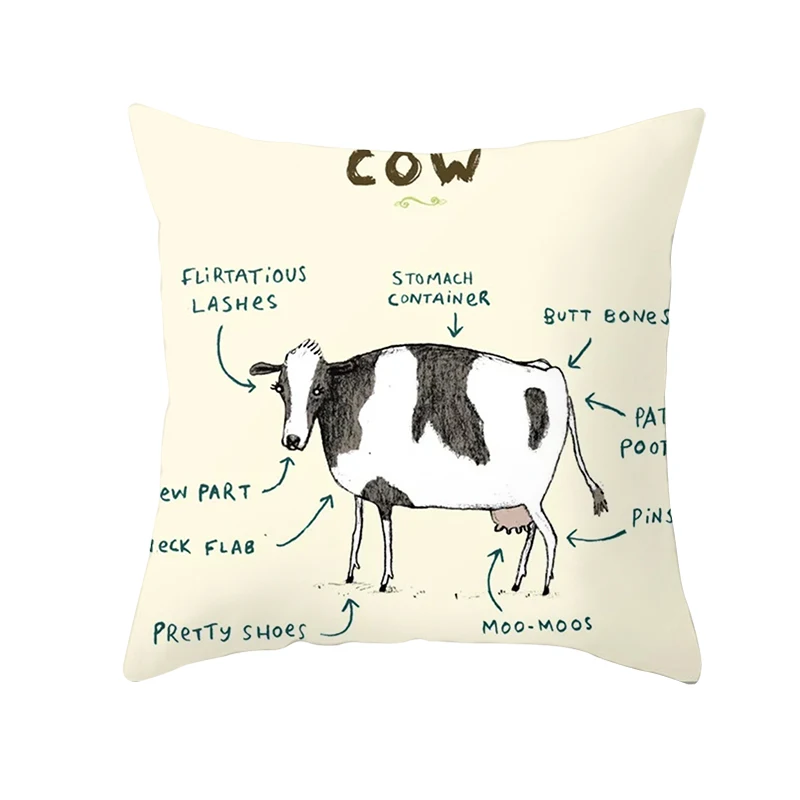 Hot Sale Decorative Cushion Cover 45*45cm Square Pillow Cover Animals Anatomy Pillowcase Sofa Car Cushion Cover Throw Pillowcase - Цвет: Style 11
