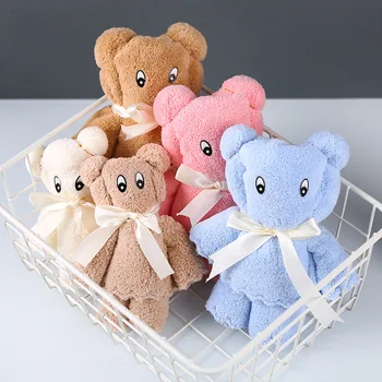 

3176 Wedding Present Towel Souvenir Cover Bear Modeling Coral Velvet Water Absorbent Towel Face Towel Holiday Towel
