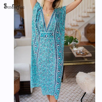 

Over size Beach Dress for Women Beach Cover up 2020 Robe de Plage swimsuit Cover up Tunic Deep V Neck Sexy Maix Dress Sarong