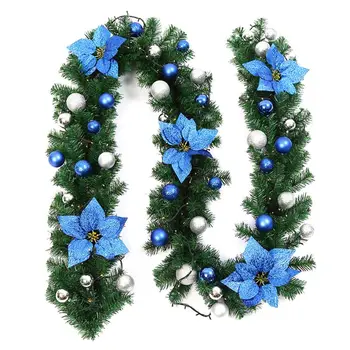 

2.7M Christmas Garland Fireplace Stairs Gold Baubles Flowers Xmas Tree Decor 634E