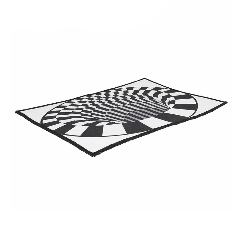 

Creative 3D Swirl Print Floor Mat Optical Illusion Trap Non-slip Doormat Black and White Vortex Pad Home Decor