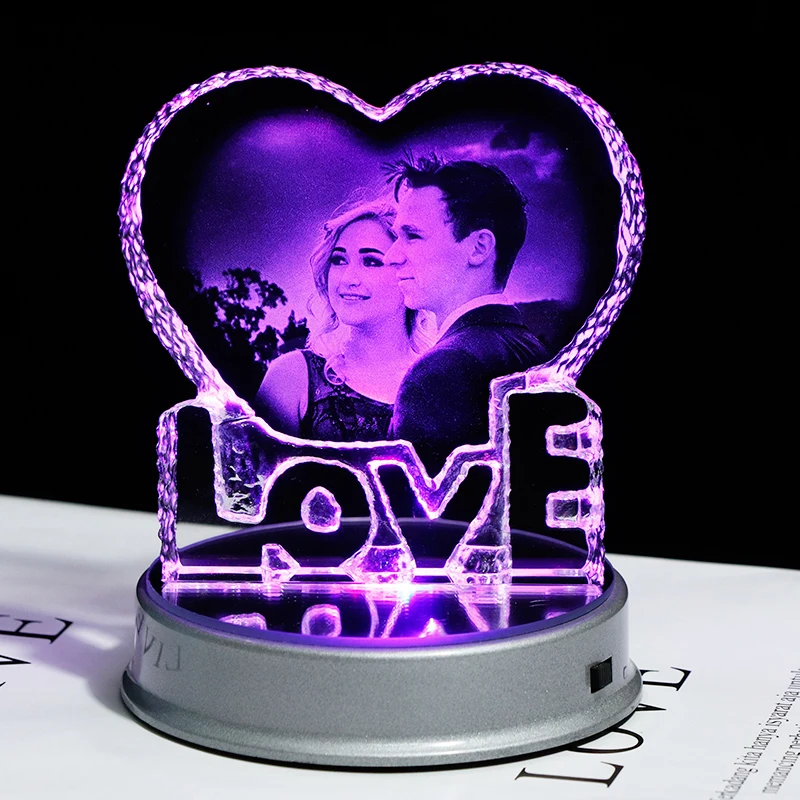 Заказной сувенир подарок лазерная гравировка кристалл помолвка подарок Креативный Персонализированные Свадебные юбилей подарки - Цвет: Love heart
