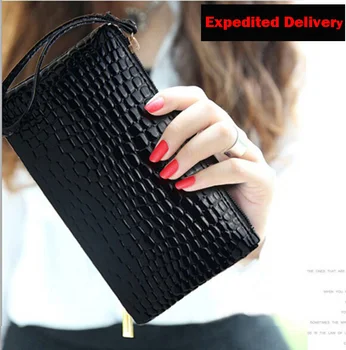 

Crocodile Pattern PU Leather Women Clutch Bag Luxury Brand Leather Bag Fashion Design Simple Wallets Large Capacity New Spot