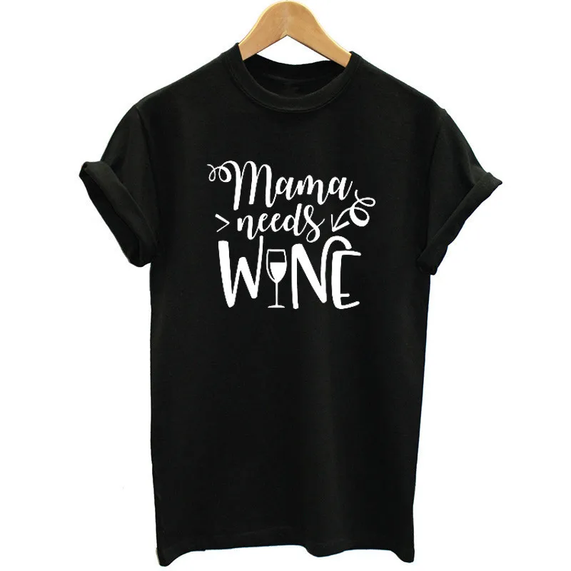Футболка женская Mama Need Wine с буквенным принтом, футболка с коротким рукавом, модная уличная футболка, женская одежда Harauku