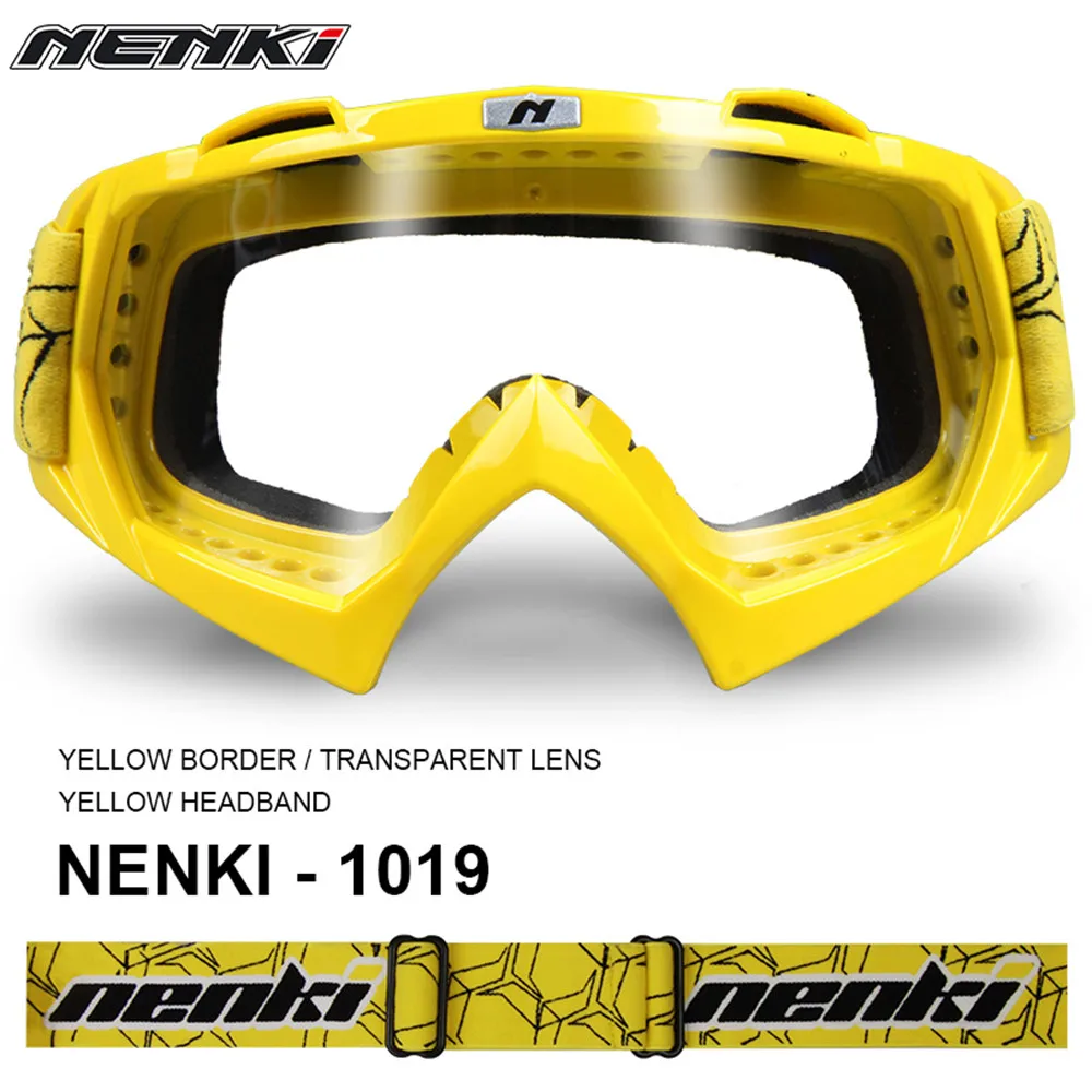 NENKI мотоциклетные гоночные очки для мотокросса внедорожные очки Лыжные Сноуборд ATV Горные DH MX грязевые велосипедные очки сменные линзы - Цвет: Yellow Clear