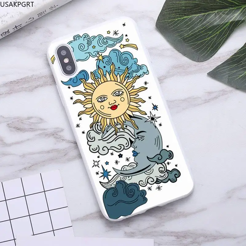 

Funny Sun Moon Face Phone Case for iPhone 11 Pro Max X XR XS 8 7 6s Plus Candy white Silicone Cases
