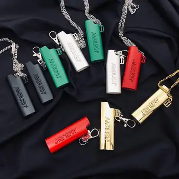 

2020 New Personality Embossed Lighter Shell Hip-Hop Rock Street Titanium Stainless Steel Chain Necklace Men Women Jewelry