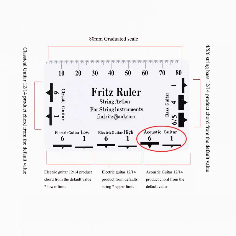 

1pc Guitar String Action Gauge String Pitch Ruler Measuring Tool for Bass Classical Electric Acoustic Guitar Luthier Tool