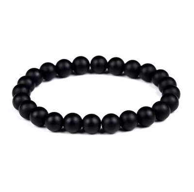 Black matte agate Натуральный камень, женский браслет из тигрового глаза, лава, рок, бисер, кристалл, ювелирное изделие, пара браслетов, ювелирные изделия, аксессуары - Окраска металла: Black matte agate