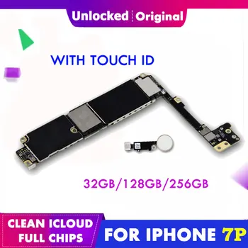 

For iPhone 7 Plus 5.5 inch motherboard 32g 128g 256g Touch ID Unlocked 7p Mainboard Logic Board free iCloud 7Plus mother boards