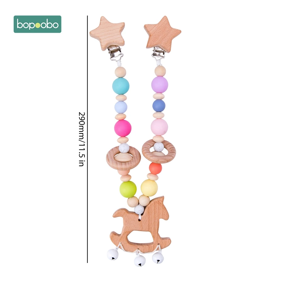 Candy Cart Chain Bopobo Детские Силиконовые Прорезыватели, деревянные кольца, браслет, соски, держатели на цепочке, Прорезыватель для зубов, игрушка, коляска, цепь, деревянная детская игрушка-прорезыватель - Цвет: Candy Cart Chain