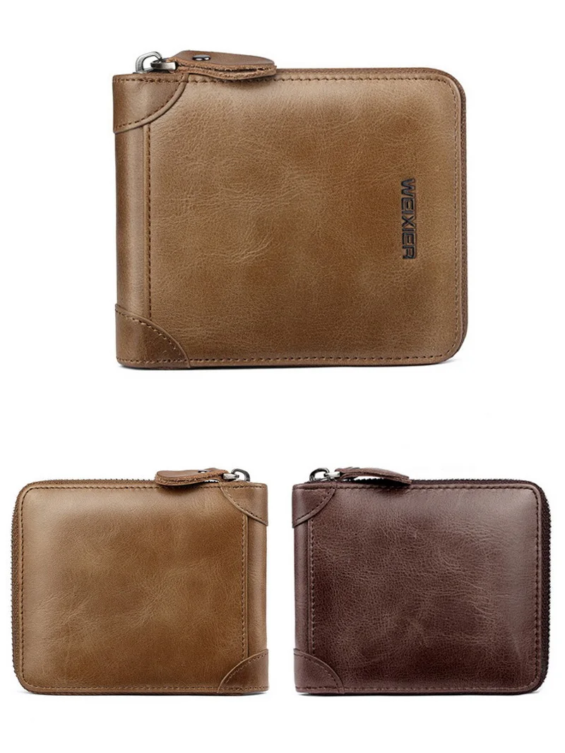 Vintage Zipper Wallet Men PU Leather Clutch Change Purse Bank Credit ID Card Holders Coin Pouch Pocket Case Cover Bag XB480