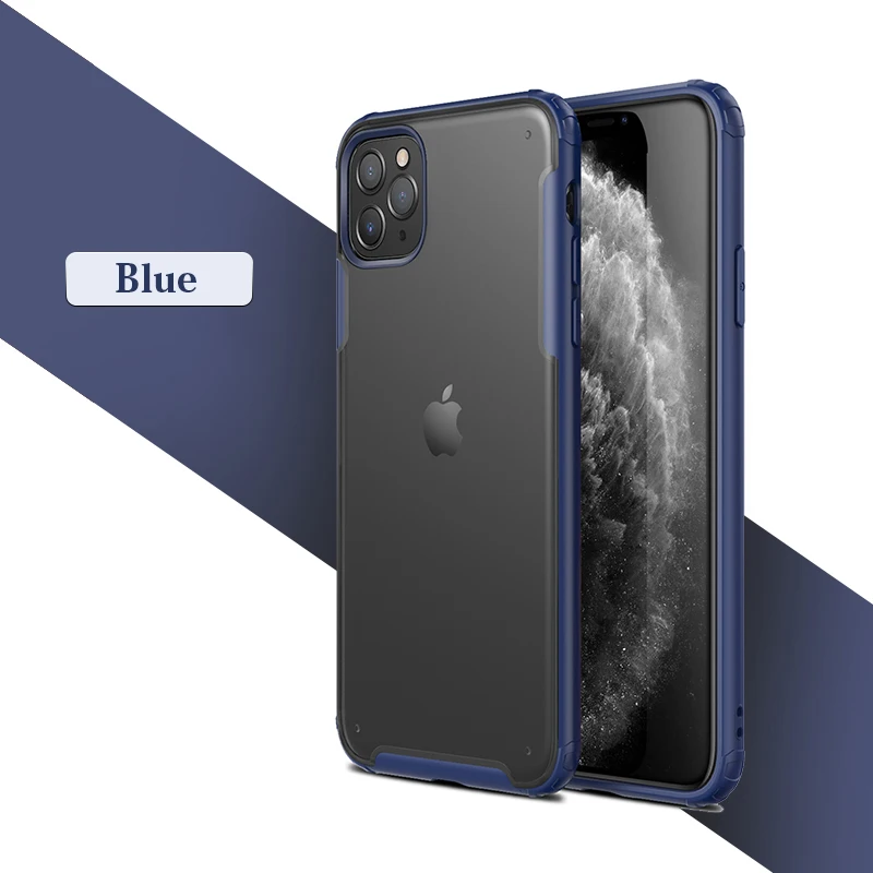Для iPhone XR Xs 11 Pro Max чехол, ультра тонкий матовый прозрачный ПК задняя крышка с резиновым ТПУ бампер противоударный чехол - Цвет: Синий