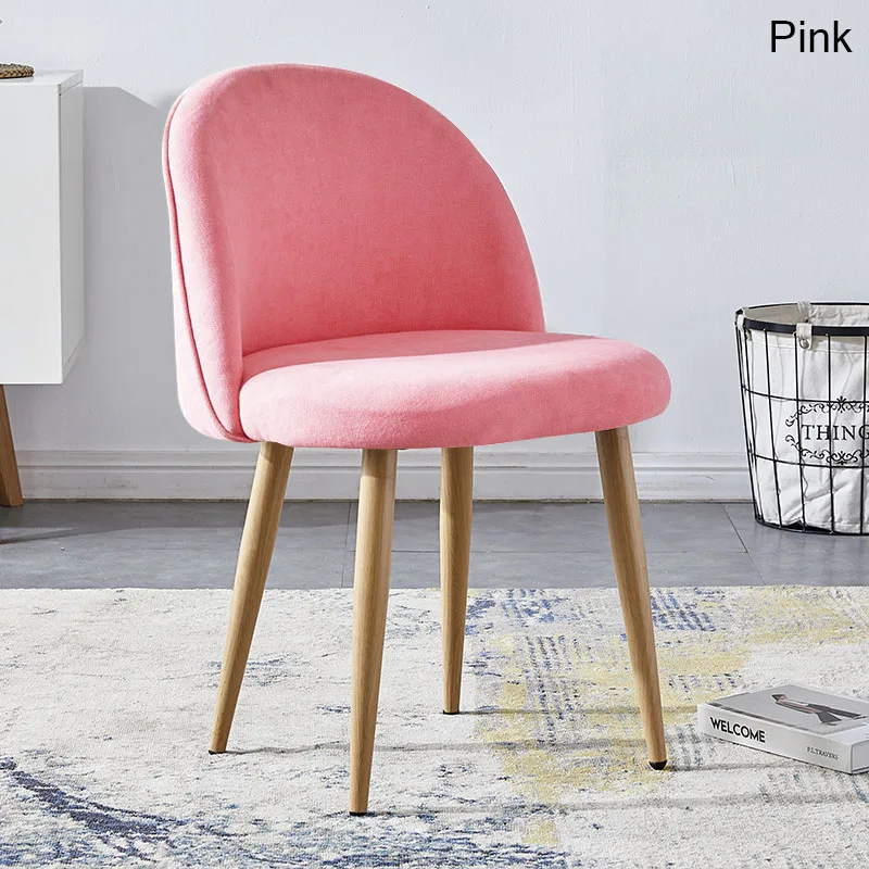 Скандинавские INS Досуг кованого железа мягкий стул столовая стулья для обеденных Комнат мебель ресторана кухня спальня кафе столовая стул - Цвет: Розовый