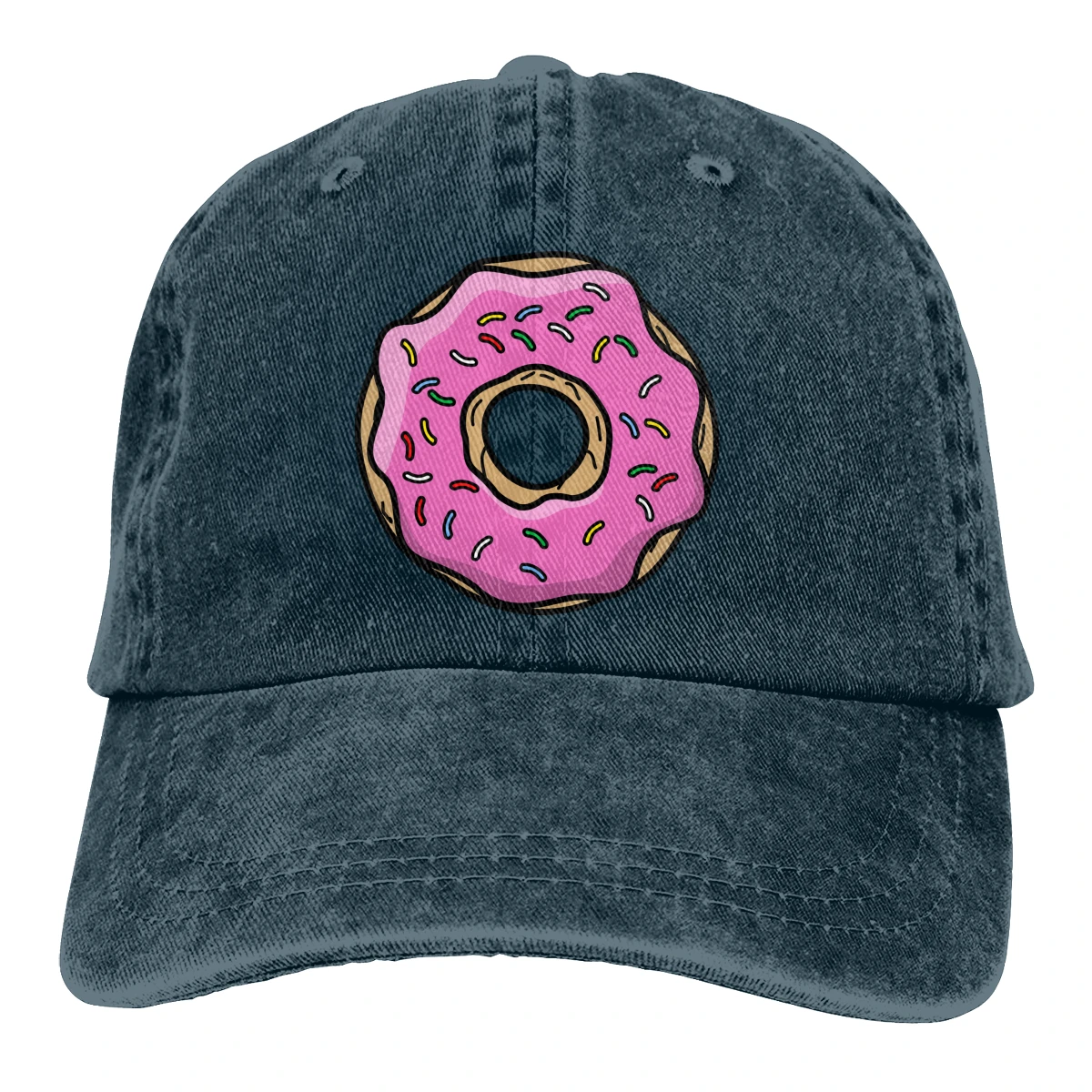 Пончик укус Casquette черный унисекс Мужские Женские джинсовые бейсболка с ремешком кепки Регулируемый Гольф папа шляпа