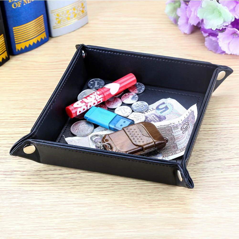 

Tray Leather Jewelry Tray Dice Box Bedside Tray Key Phone Coin Change Watches and Candy Holder Sundries Entryway Tray