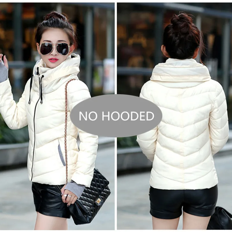 No Hooded--Beige Новое Женское модное пальто зимняя куртка женская верхняя одежда короткая стеганая куртка Женская парка с подкладкой Женское пальто - Цвет: No Hooded--Beige