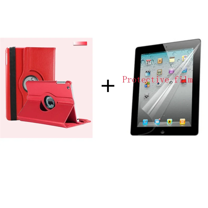 Для iPad mini 1 mini 2 mini 3 чехол на 360 Вращающийся Смарт-флип-стенд A1432 A1454 защитный 7,9 'mini 1 2 3 Чехол Жесткий Чехол+ пленка - Цвет: red and film