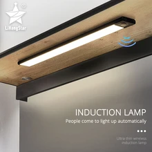 

LED Induction Night Light Motion Sensor Cabinet Light Ultra-thin USB Charging for Kitchen Reading Wardrobe Corridor Lighting