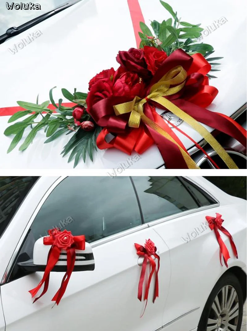 Автомобиль meniscus свадебное оформление автомобиля набор в форме сердца гирлянда моделирование цветочный узел свадебный макет двери висячие CD50 Q03