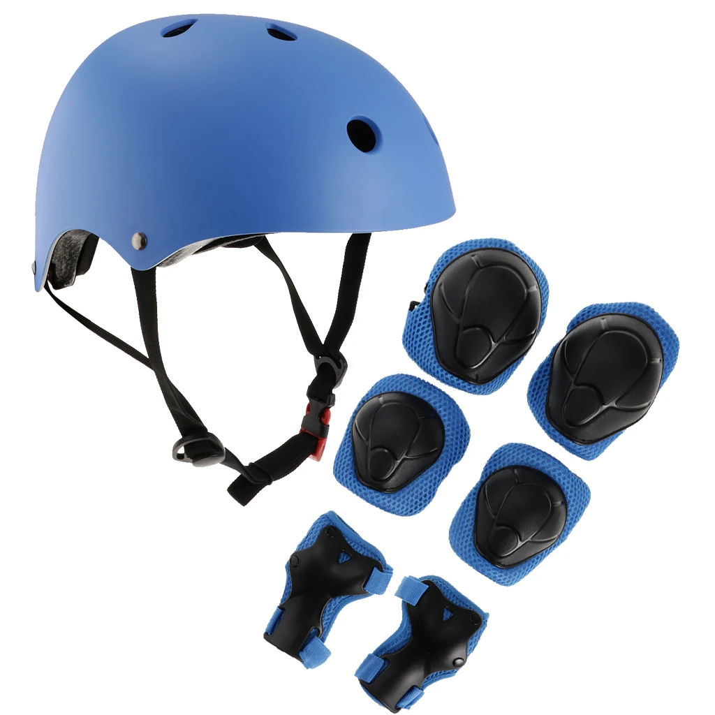 MagiDeal 7pcs Universal Kids Skateboard Safety Helmet Wrist/Knee/Elbow Pad Protective Gear Set - 5 Colors