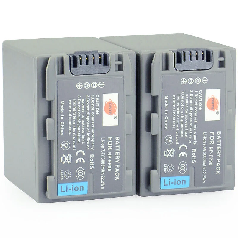 2 шт. 3000 мАч 7 4 V NP-FP90 FP90 DSTE Перезаряжаемые Батарея для Sony DCR-DVD103 305 403 DCR-HC3 26 30 96 DCR-SR30 50E